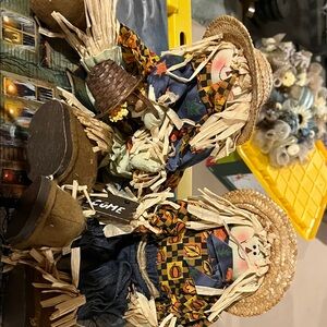 Scarecrow Decor with Straw Hats